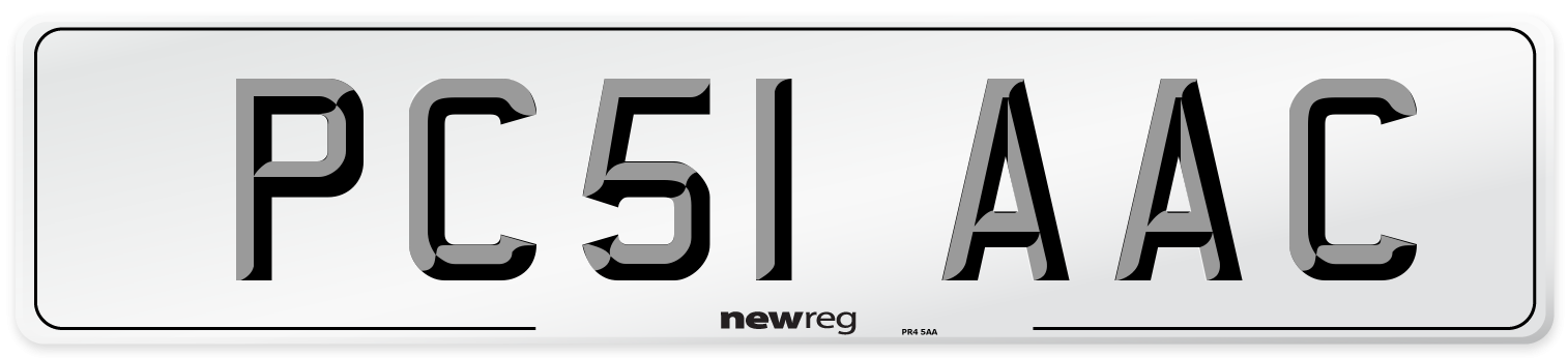 PC51 AAC Number Plate from New Reg